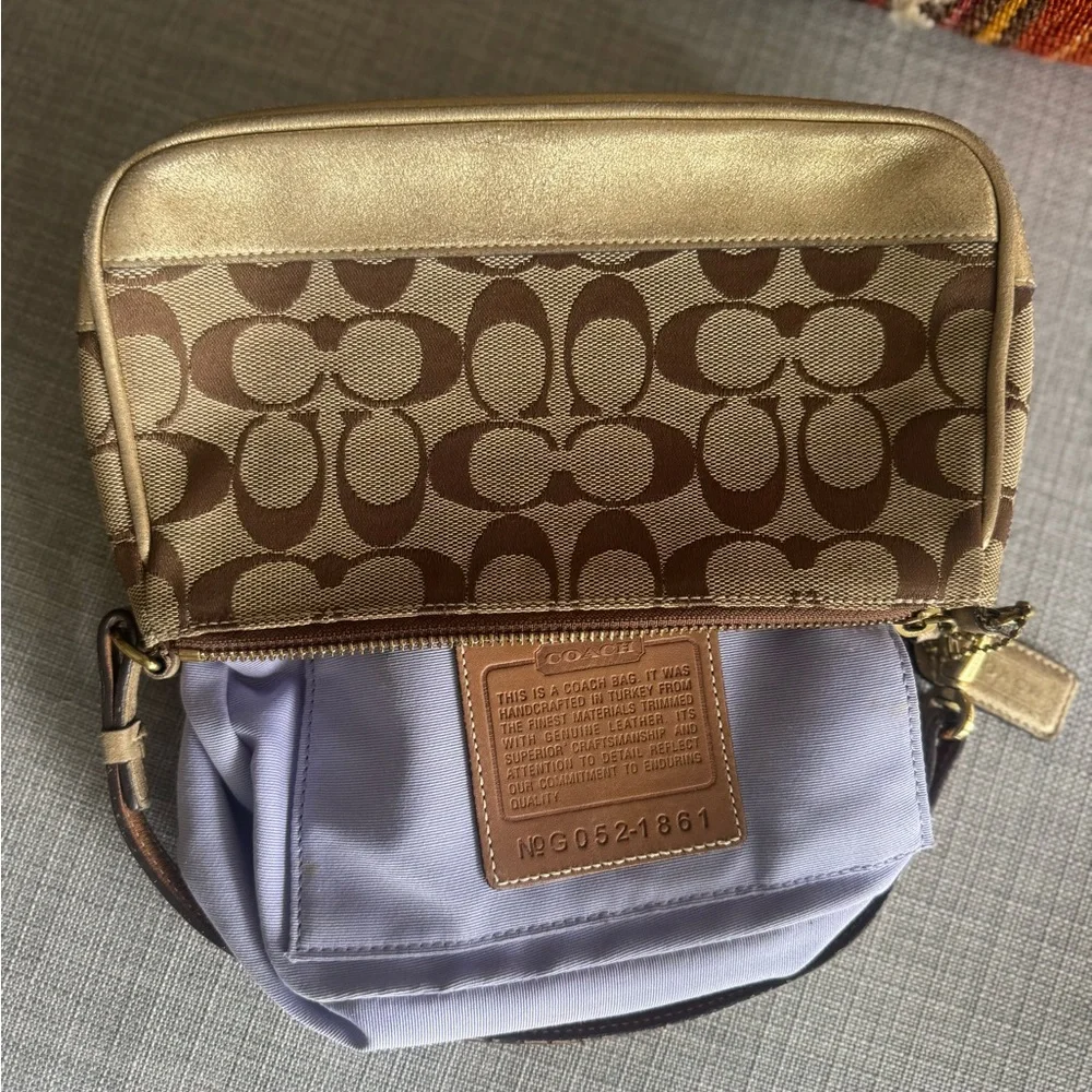 Vintage Y2K Coach Signature Demi Mini Bag in Canvas and Gold Leather - Picture 9 of 12